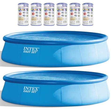 Intex 48 In X 216 In Round Inflatable Pool Set 2 Pack With