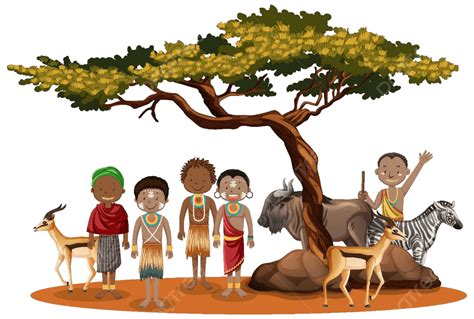 Ethnic People Of African Tribes Character Object Young Vector Vector Object Young Vector Png
