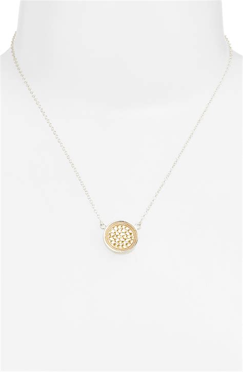 Anna Beck Classic Reversible Disc Pendant Necklace In Two Tone Smart