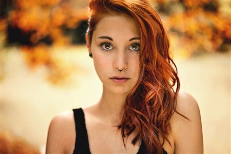 Face Women Redhead Model Portrait Nose Rings Long Hair