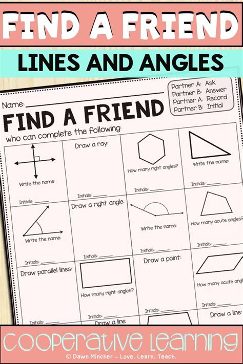 Lines And Angles Cooperative Learning Practice Using Find A Friend