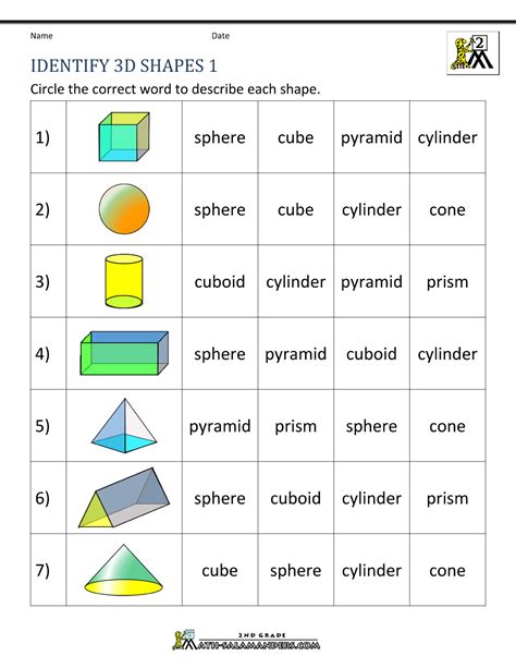 3d Shapes Worksheets 2nd Grade 3d Shapes Worksheets Shapes