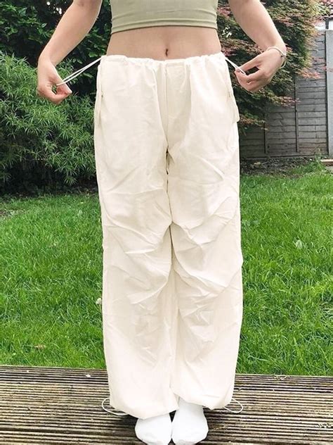 Emmiol Free Shipping White Y K Baggy Parachute Pants White S In Straight Leg Pants Online