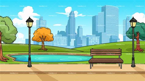 Download Modern City Park Background Cartoon Clipart Vector