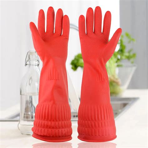 Whism Durable Latex Rubber Glove Long Sleeve House Cleaning Gloves For Dish Clothes Washing