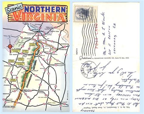Northern Virginia Map Illustration Major Highways 1963 Postcard Ebay