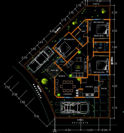 Autocad 2d House Drawing Plan 2d Autocad Drawing Dwg Floor Cad Low