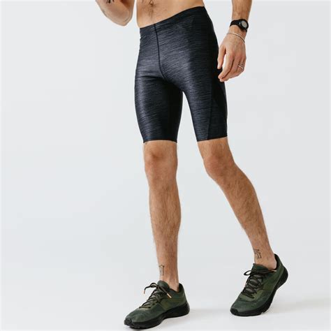 Run Dry Mens Running Tight Shorts Grey Abysses Decathlon