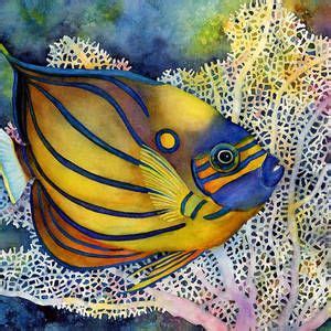 Blue Ring Angelfish By Hailey E Herrera Angel Fish Blue Rings Painting