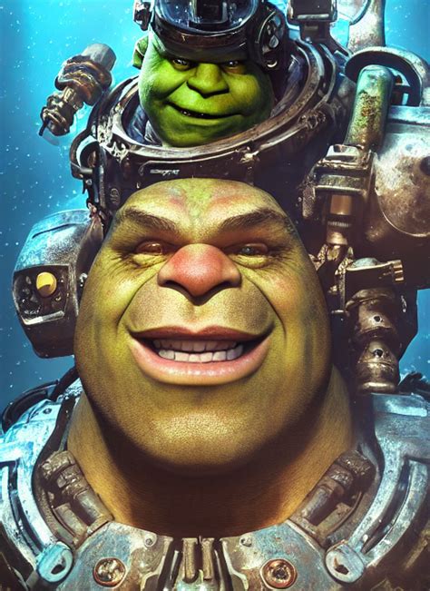 Krea Ai Underwater Portrait Of Shrek As The Space Marine