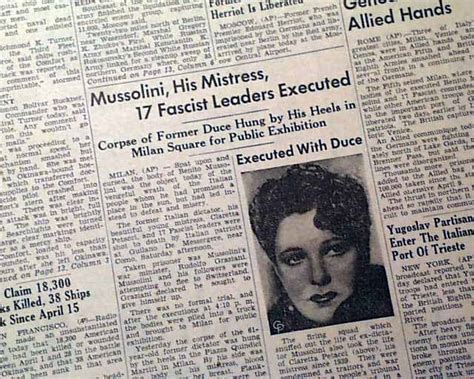 Benito mussolini created the fascist party in italy in 1919, eventually making himself dictator prior to world war ii. Assassination of Benito Mussolini... - RareNewspapers.com