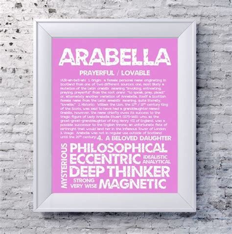 Arabella Personalized Name Print Typography Print By Ohbabynames