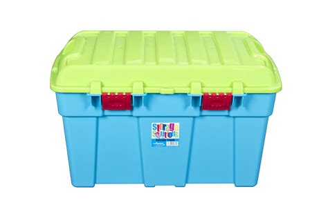 48l Tough Plastic Storage Box Container Toy Chest W Clip On Lid