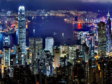 Landmarks Hong Kong City Night Skyline Ipad Iphone Hd Wallpaper Free