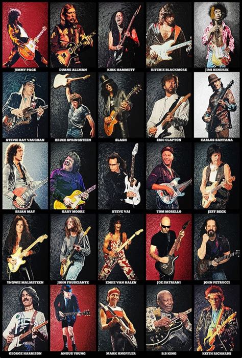 Greatest Guitarists Of All Time Art Print Rock Poster Rock And Roll