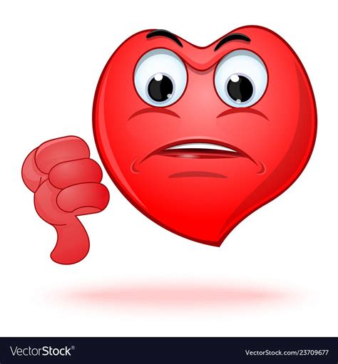 Emoticon Heart Shaped Face Showing Thumbs Down Vector Image On
