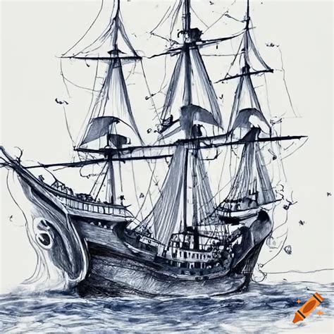 2d Pirate Ship Illustration On Craiyon