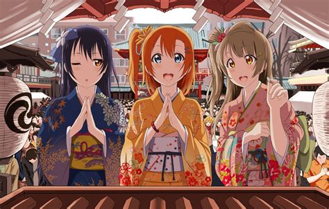 Wallpaper Girls Anime Trio Festival Love Live School Idol Project