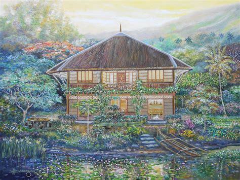Bahay Kubo Retreat By Jbulaong 2019 Oil On Canvas Painting 24 X 32