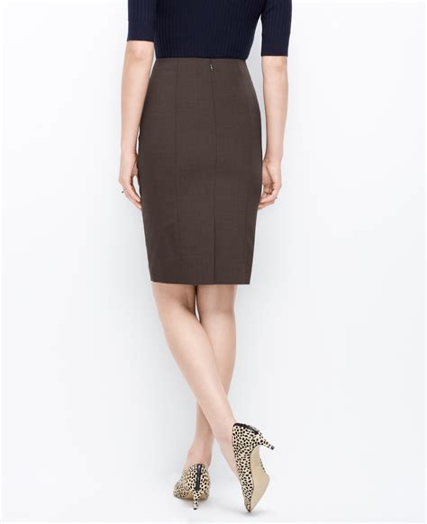 Ann Taylor Petite Tropical Wool Seamed Pencil Skirt In Brown Lyst