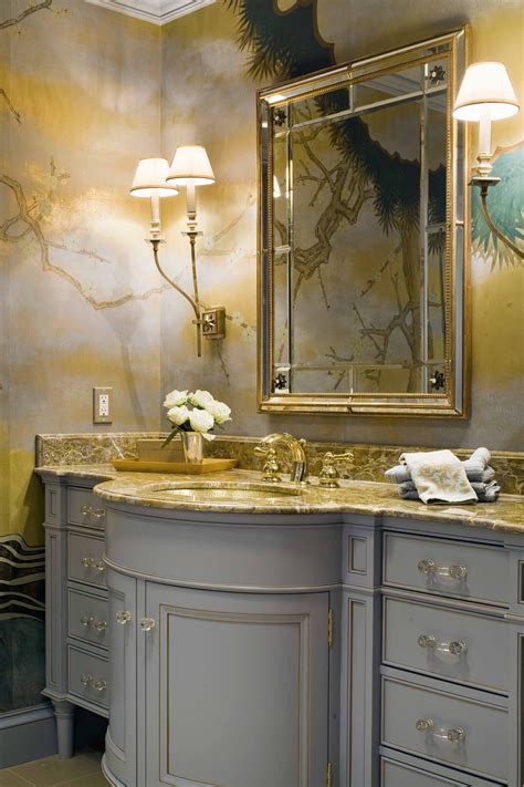 Beautiful Custom Powder Room Vanity Special Finish With Gold Accents