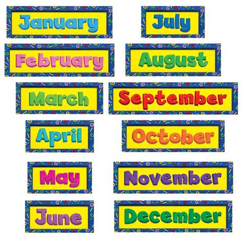 Calendar Bulletin Confetti Months Of The Year