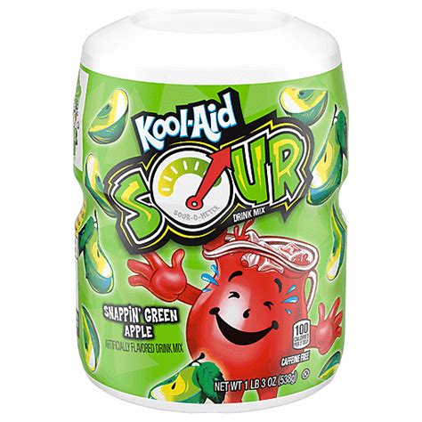 Kool Aid Sour O Meter Snappin Green Apple Drink Mix 19 Oz Powdered