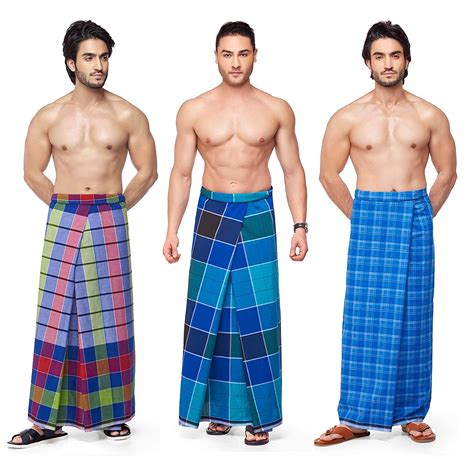Nandu Men S Stitched Lungi Multicolour Free Size Pack Of 3 Clothing And Accessories