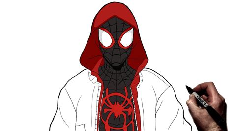 How To Draw Spiderman Mile Morales Hoodie Suit Step By Step