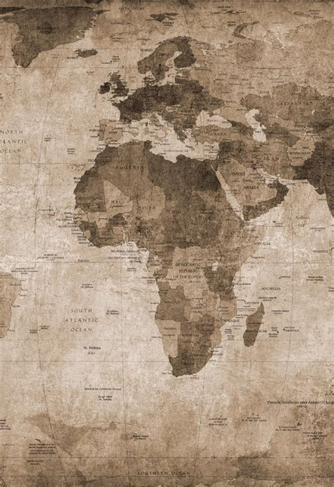 World Map Brown Wallpaper Rebel Walls