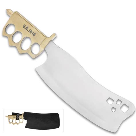 Combat Cleaver Trench Knife And Sheath Stainless