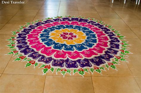 Making Rangoli The Traditional Colorful Designs Of India