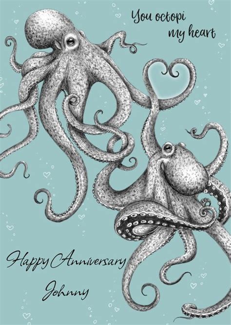 You Octopi My Heart Illustrated Octopus Happy Anniversary Card Moonpig