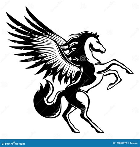 Black Pegasus Winged Horse Cartoon Vector 75083177