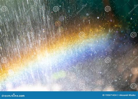 Abstraction Blurred Rainbow In Water Drops Natural Background Or