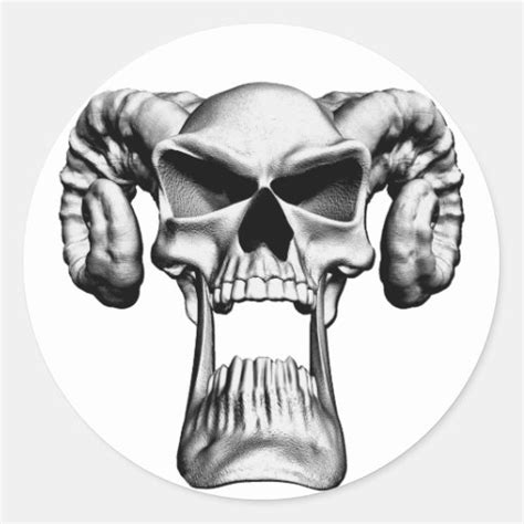 Demon Skull Classic Round Sticker Zazzle