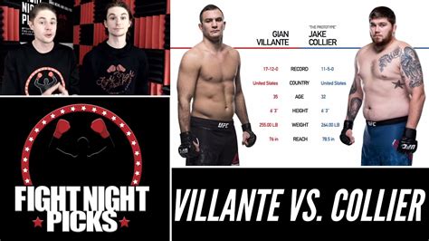 Ufc Fight Night Gian Villante Vs Jake Collier Prediction Youtube