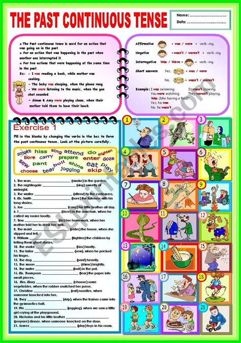 The Past Continuous Tense Esl Worksheet By Ayrin