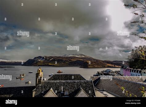 Ben Tianavaig And Sound Of Raasay Across Portree Harbour On The Isle