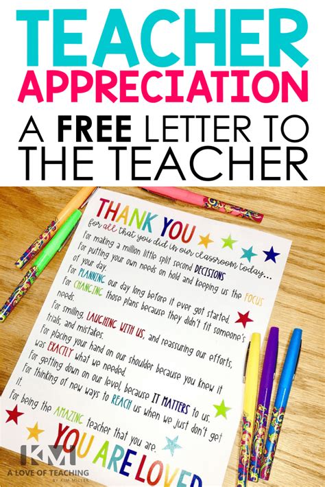 Teacher Appreciation A Free Letter To The Teacher Letter To Teacher