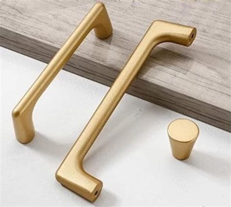 Simple Style Matte Gold Cabinet Handles Solid Aluminum Alloy Etsy