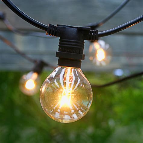 25 Socket Outdoor Commercial String Light G40 Globe Bulbs 29 Ft Black