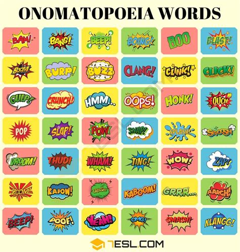 Onomatopoeia Definition And Onomatopoeia Words List With Examples 7esl