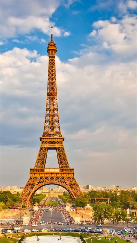 Eiffel Tower With Clouds And Blue Sky Background 4k 5k Hd Travel