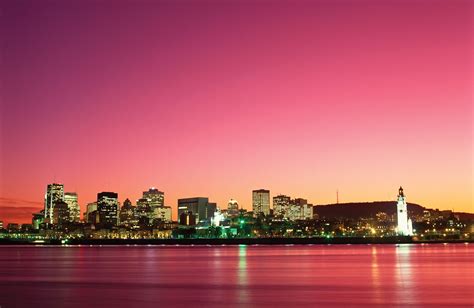 Montreal Pink Sunset City Cityscape Wallpapers Hd