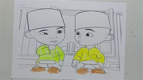 Drawing And Coloring Upin And Dan Ipin Cartoon Learn For Kids Youtube