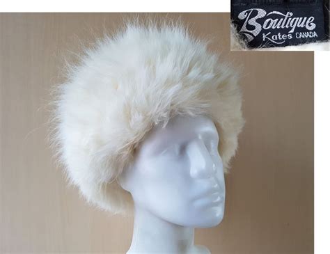 Vintage Cream White Rabbit Fur Hat By Kates Boutique Canada Etsy