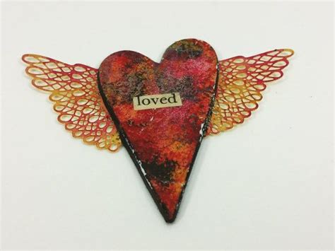 Loved A Winged Heart Brooch In Red And Gold By Natureswalkstudio