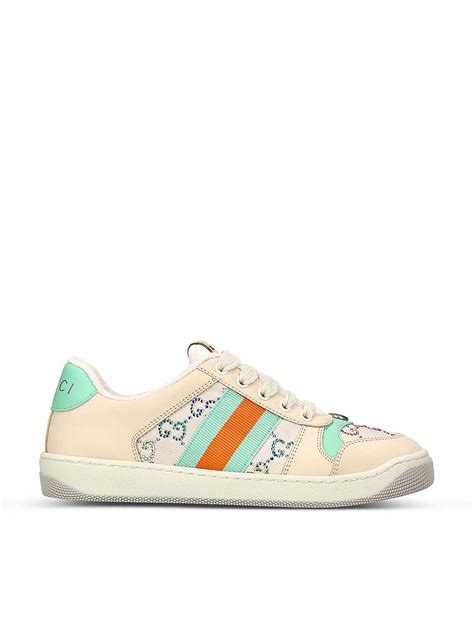 GiÀy Gucci Screener Monogram Print Leather And Canvas Low Top Trainers