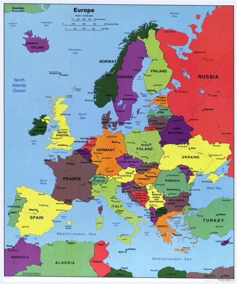 Mapa De Europa Con Nombres Y Divisi N Politica Para Imprimir